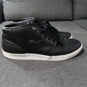 Men’s black leather Lacoste Platinum Sneakers size 9